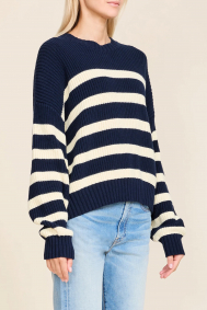 Denimist Oversized cropped striped swea
