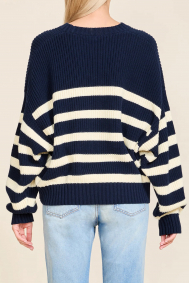 Denimist Oversized cropped striped swea